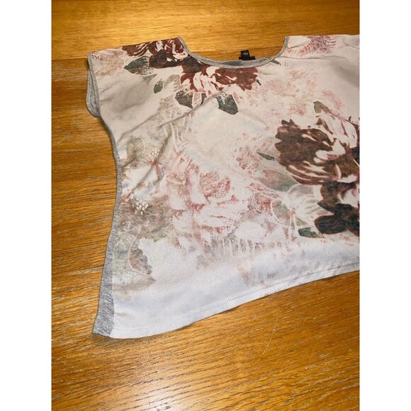Ana Womens Floral Print Cap Sleeve Top Size L - Picture 3 of 4